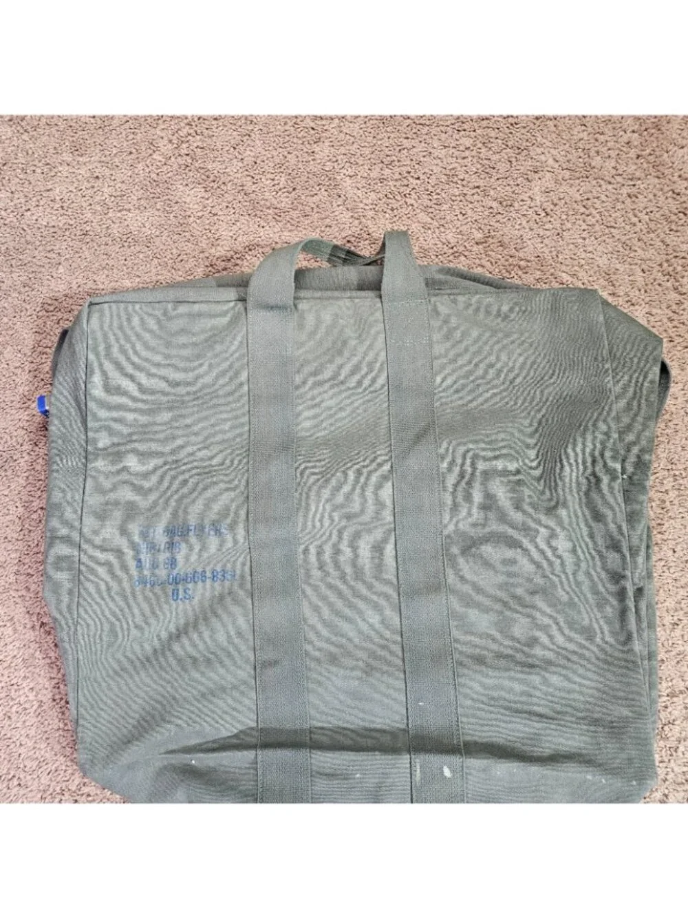 Vintage US Army Flyers Kit Bag Canvas Duffel Zipper Bristol Name Patch 80s
